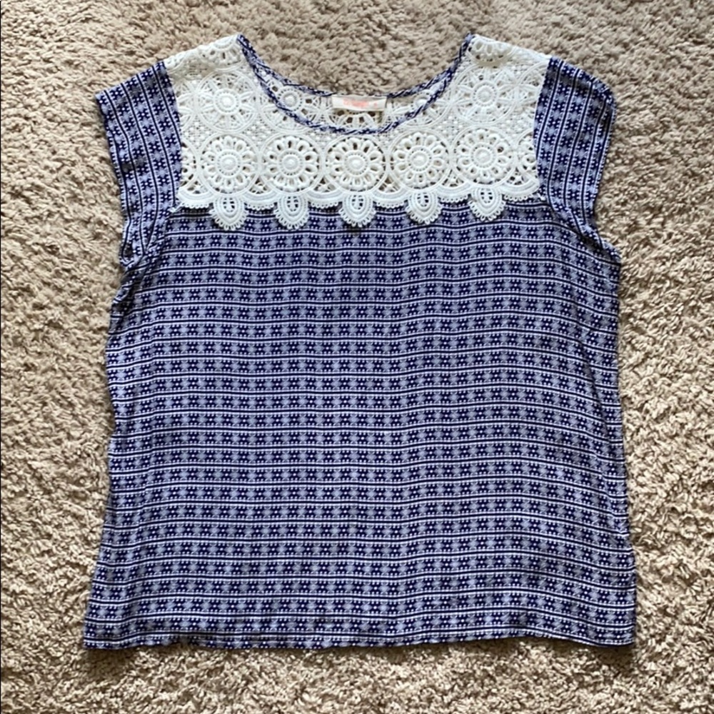Navy and White Blouse